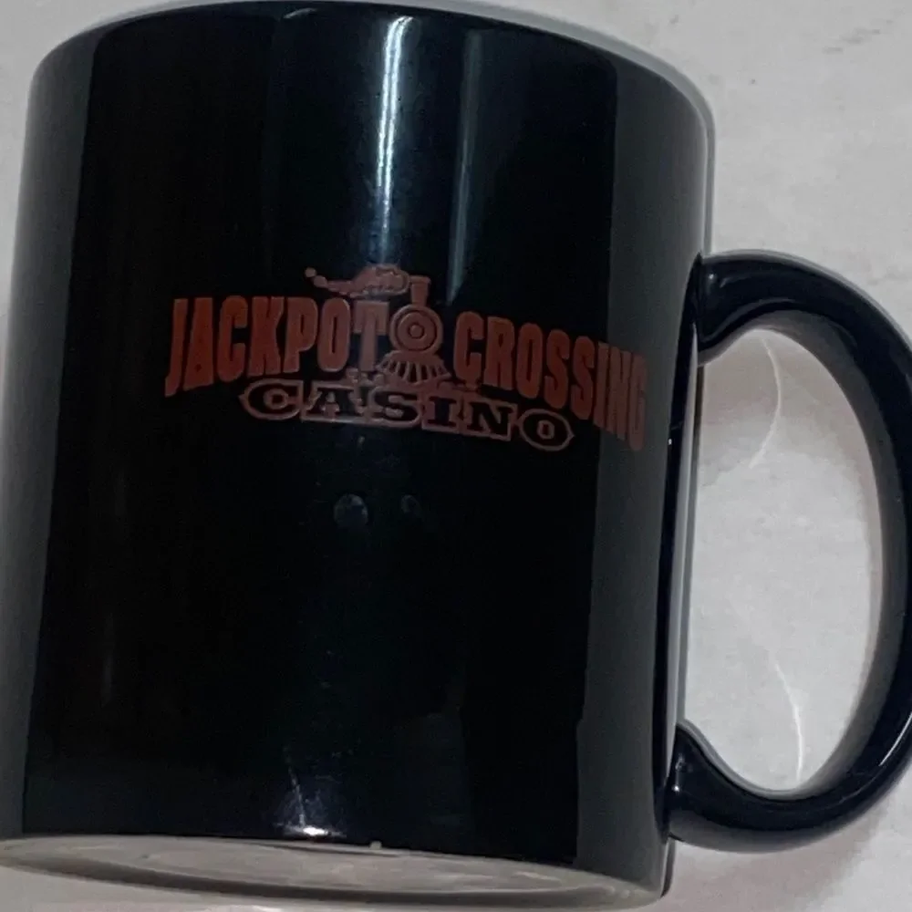 10/$50 !it jeans Black Coffee Mug with Red Jackpot Design
